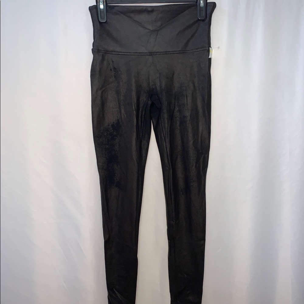 Spanx Black Faux Leather Leggings Size Large